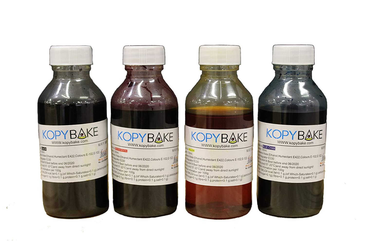 Edible Ink For Cake Printer (Cyan, Magenta, Yellow, Black)